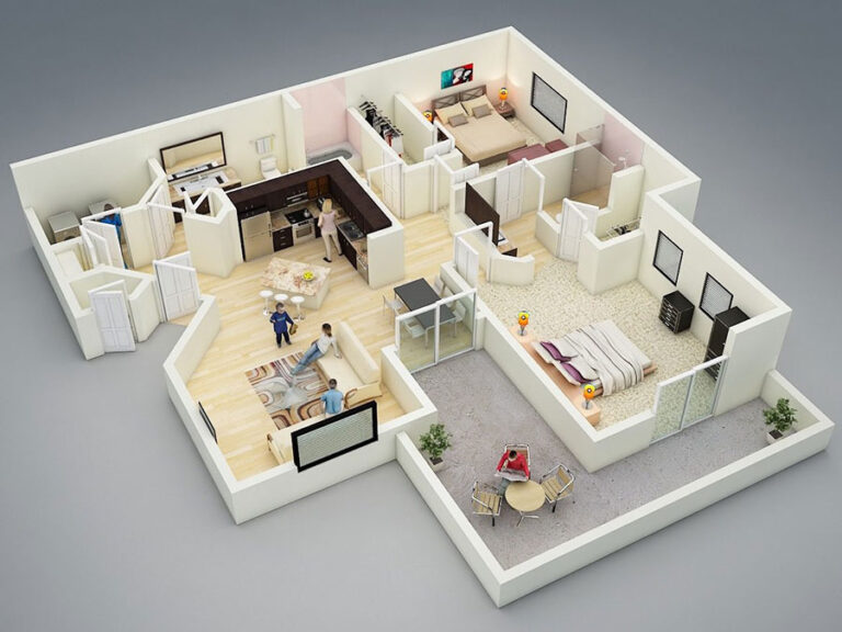 Planimetria Casa 100 MQ 3D su Uno o Due Piani | MondoDesign.it