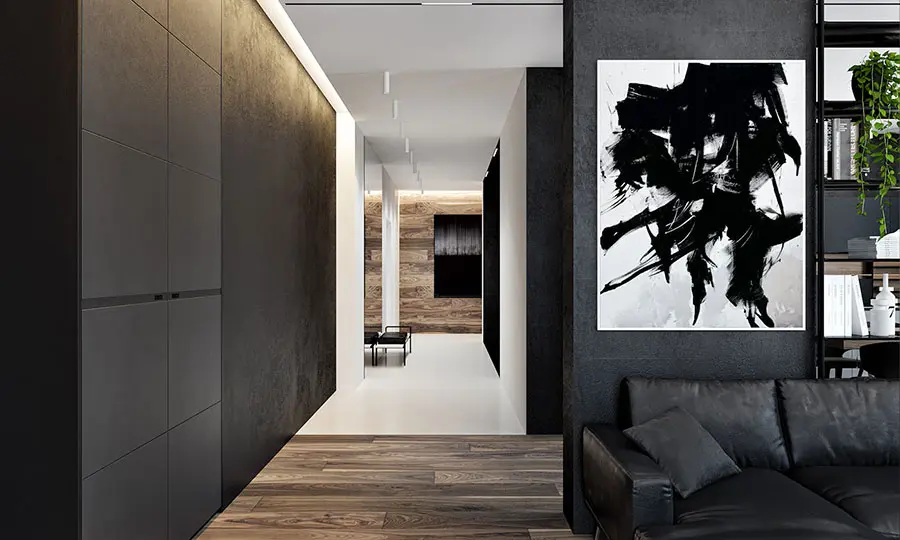 Idee per quadri astratti in un soggiorno classico moderno n.05