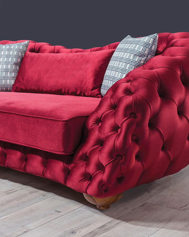 Modello di divano rosso in velluto n.03