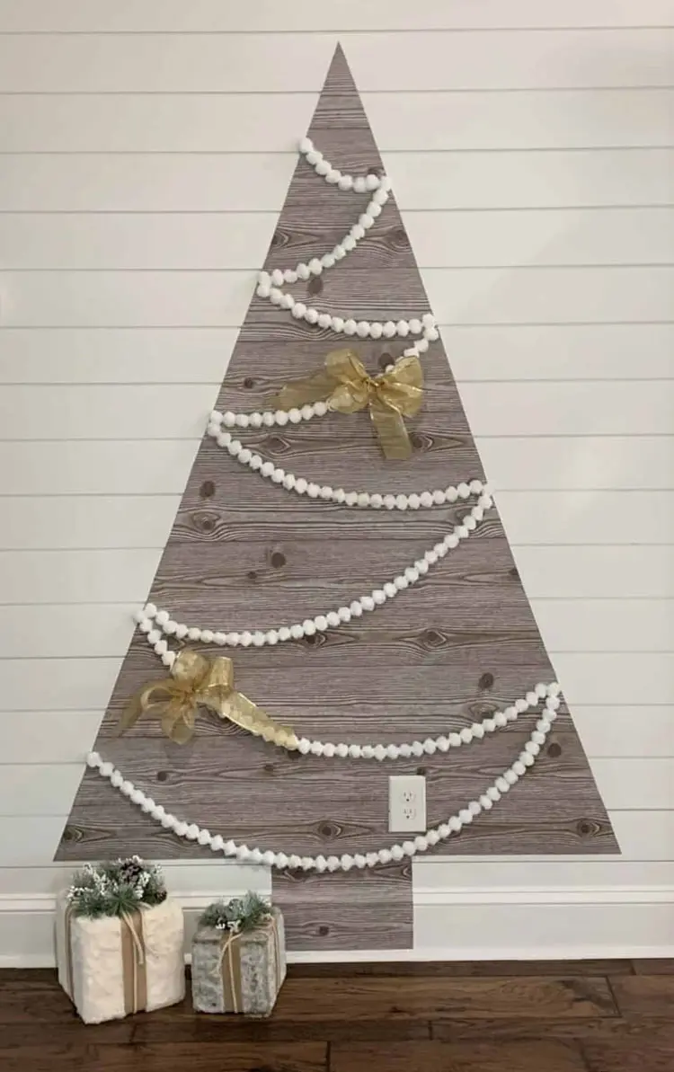 Idee albero di Natale da parete in legno n.03