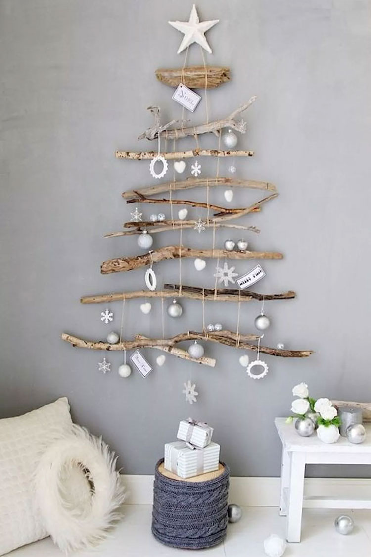 Idee albero di Natale da parete in legno n.04
