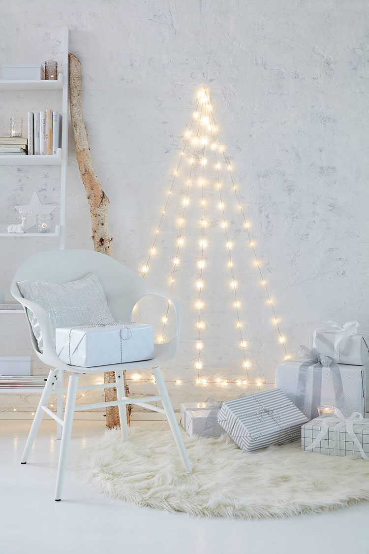 Idee albero di Natale da parete con luci led n.02