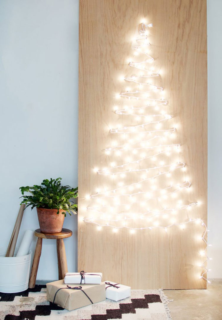 Idee albero di Natale da parete con luci led n.05