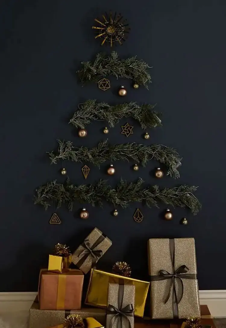 Idee albero di Natale da parete con rami n.02