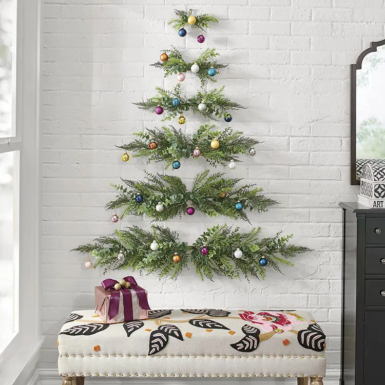 Idee albero di Natale da parete con rami n.04