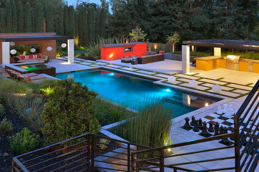 Progetto per giardino moderno con piscina n.01
