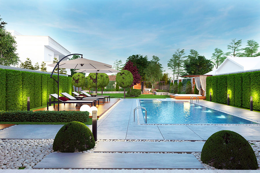 Progetto per giardino moderno con piscina n.13