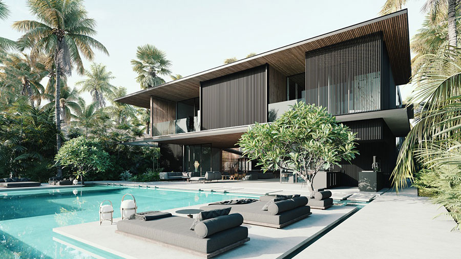 Progetto per giardino moderno con piscina n.20