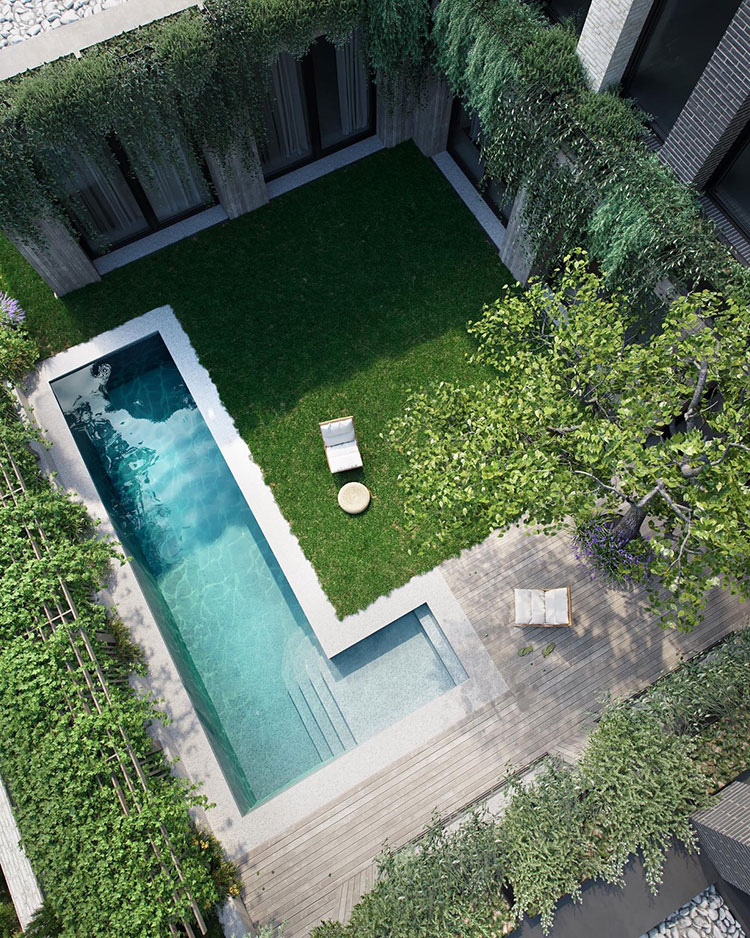 Progetto per giardino moderno con piscina n.24