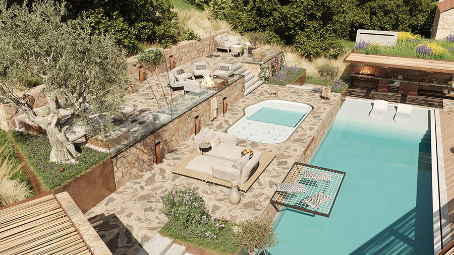 Progetto per giardino moderno con piscina n.28