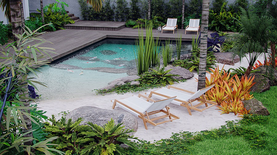 Progetto per giardino moderno con piscina n.29
