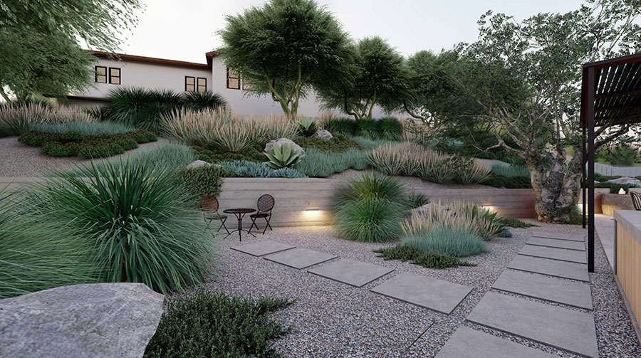Idee per decorare un giardino moderno con i sassi n.04