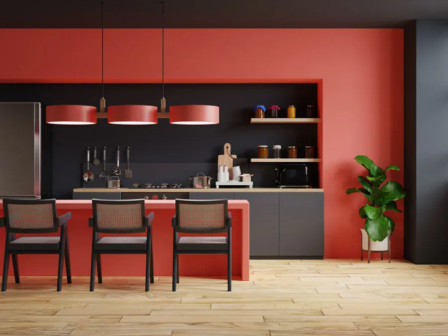 Idee cucina bicolore nera e rossa n.02