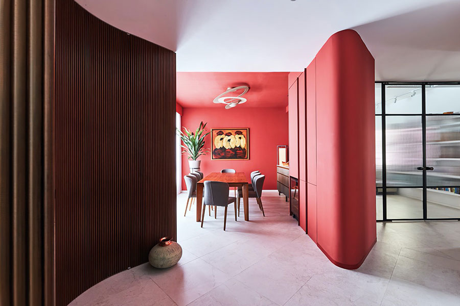 Colore caldo rosso per pareti del soggiorno n.01