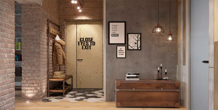 Arredamento ingresso stile industriale