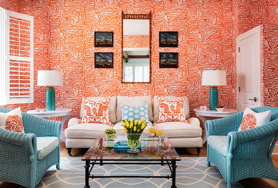 Idee per soggiorno con pareti arancione n.02