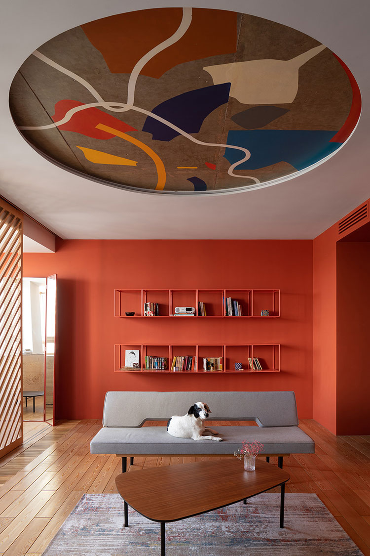 Idee per soggiorno con pareti arancione n.08