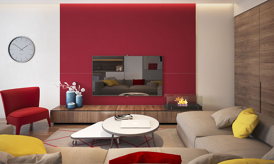 Abbinamenti colori caldi per pareti del soggiorno n.03