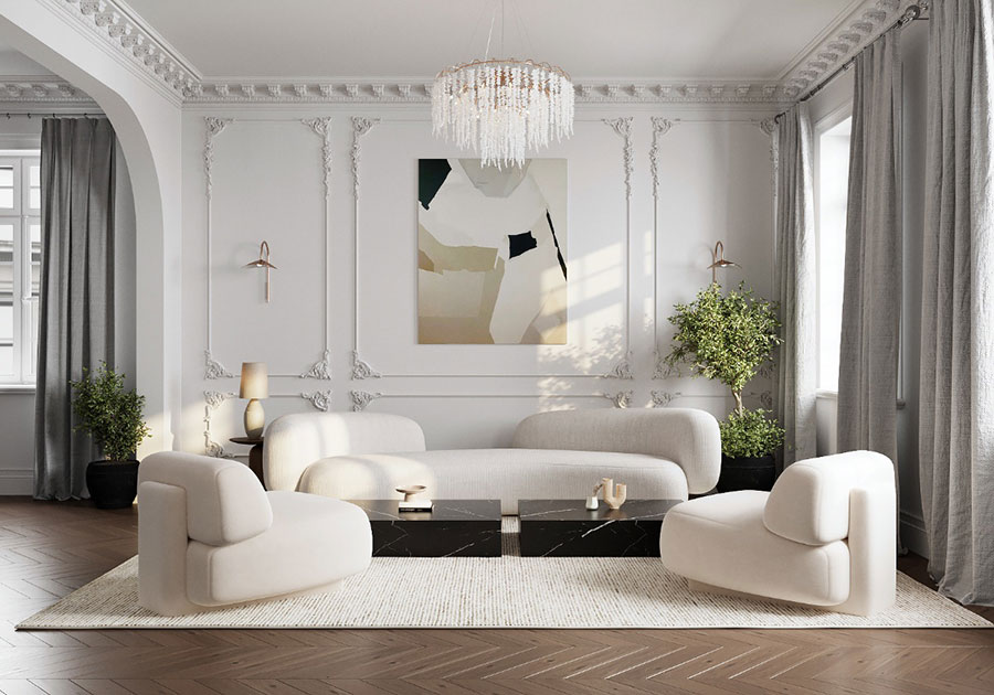 Idee di arredamento con divano classico contemporaneo n.11