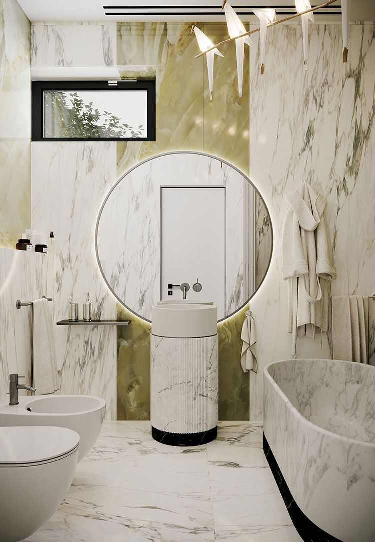 Idee per un bagno in stile naturale in marmo