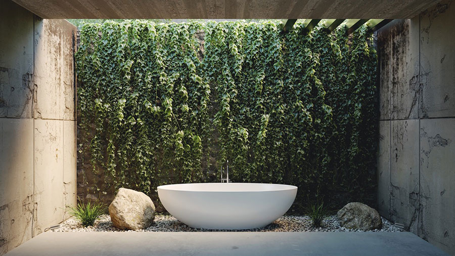 Idee per un bagno in stile naturale con verde stabilizzato n.03