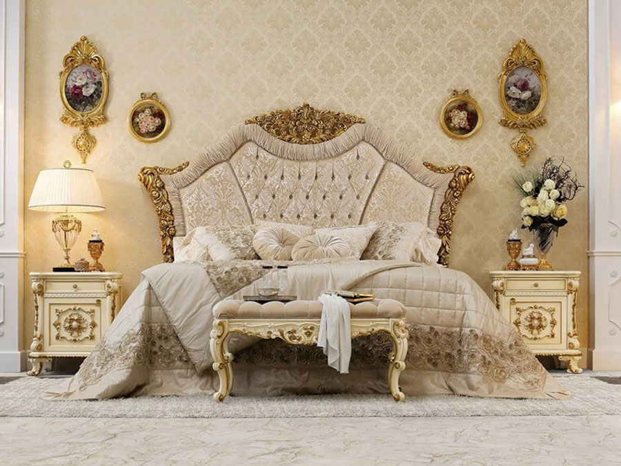 Idee camera da letto stile barocco oro 01