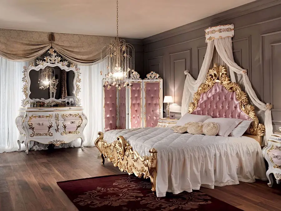 Idee camera da letto stile barocco oro 03