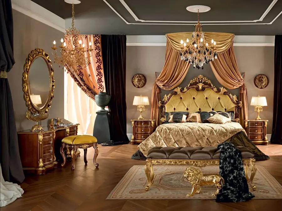 Idee camera da letto stile barocco oro 04
