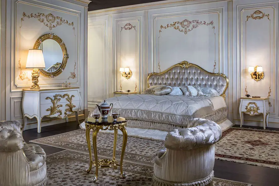 Idee camera da letto stile barocco oro 07