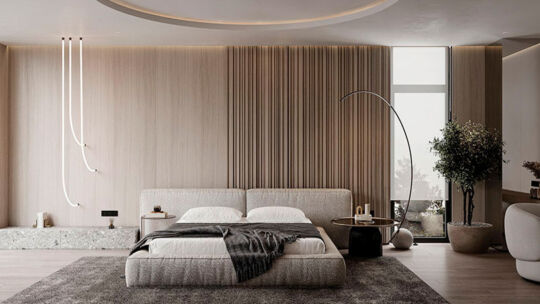 Camera da letto moderna particolare ed elegante