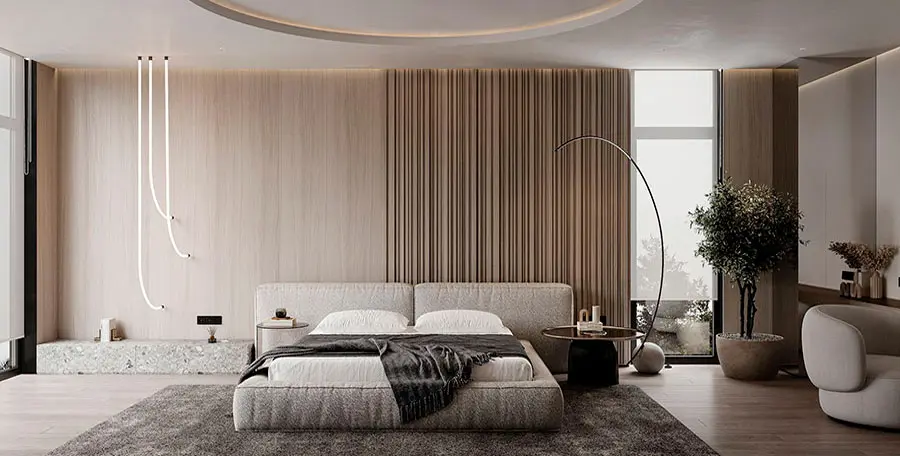Camera da letto moderna particolare ed elegante