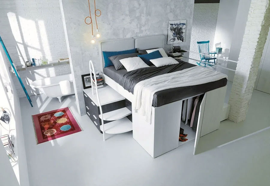 Modello di letto con armadio sotto n.04
