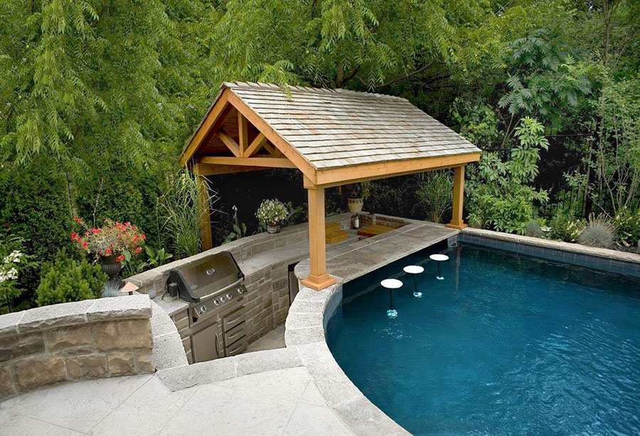 Idee per barbecue in giardino con piscina n.05