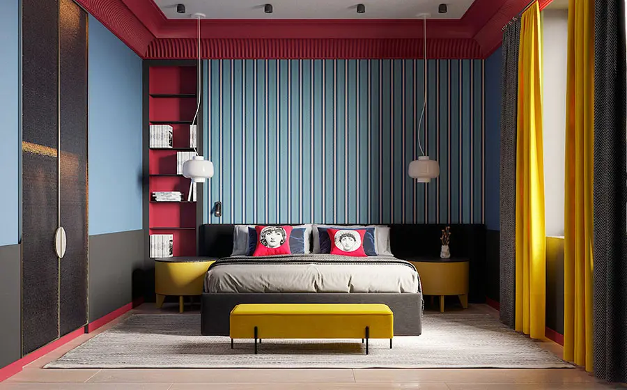 Idee per una camera da letto colorata n.12