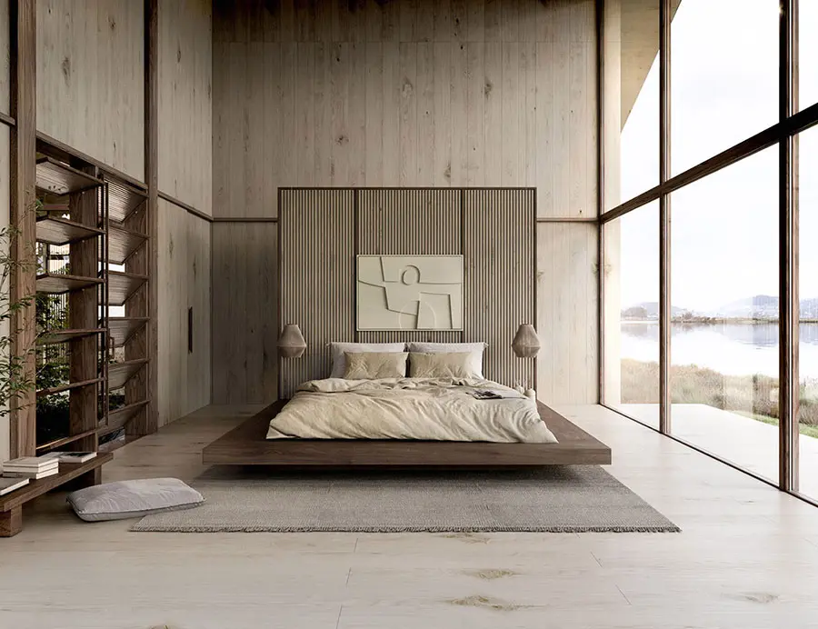 Idee per camera da letto senza comodini con futon n.03