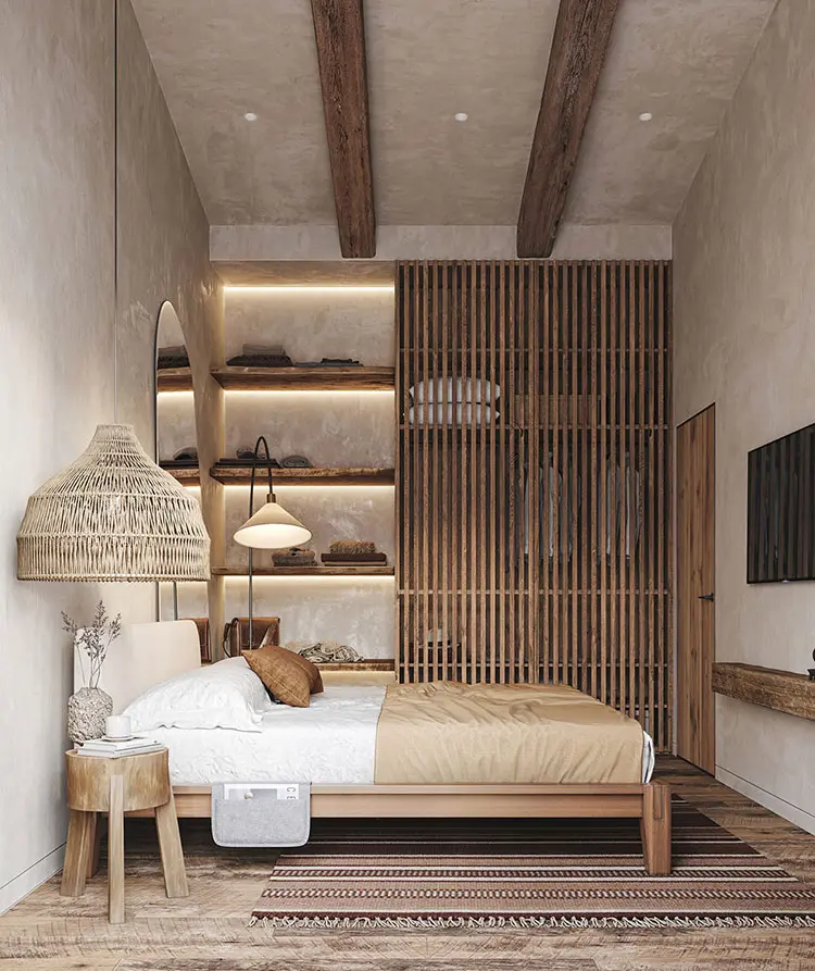 Camera Da Letto Completa Rustica Moderna Con Armadio Specchiato, Letto 160x200 E Cassettiera - Effetto Legno - Foto 5