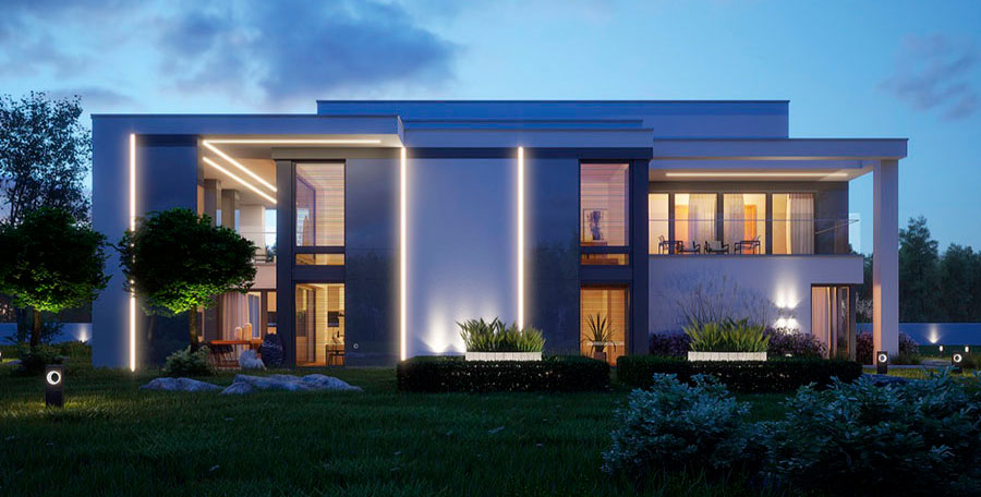 Come illuminare l'esterno di una casa moderna
