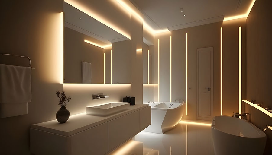 Idee per illuminare il soffitto del bagno con i led n.08