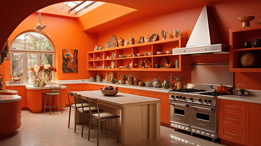 Idee per arredare una cucina arancione n.03