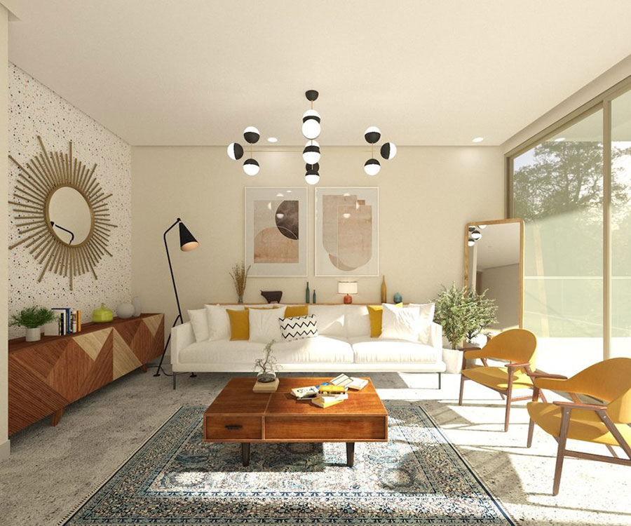 Idee per un soggiorno mid century modern n.02