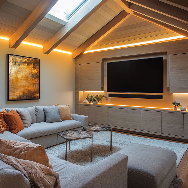 Idee illuminazione mansarda in legno n.1
