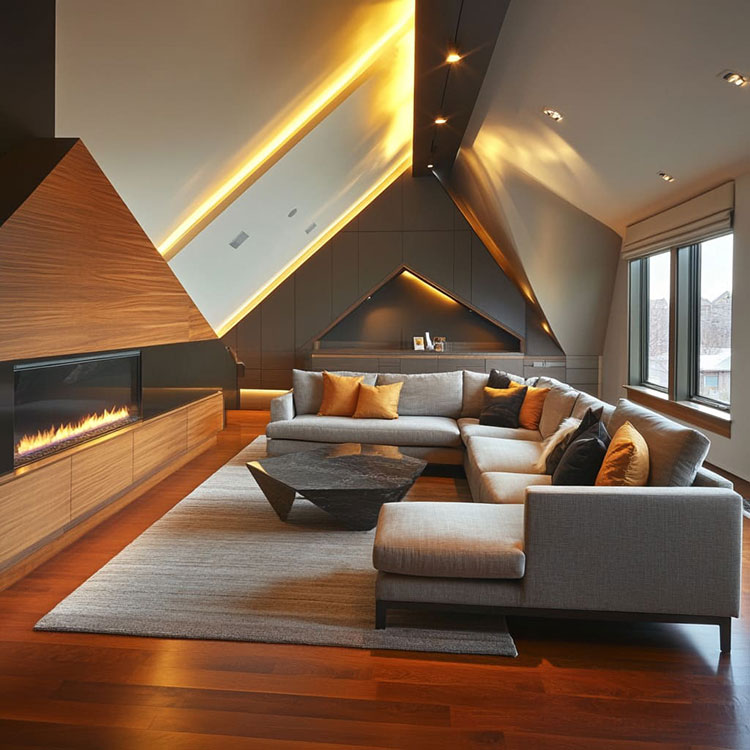 Idee illuminazione mansarda in legno n.4