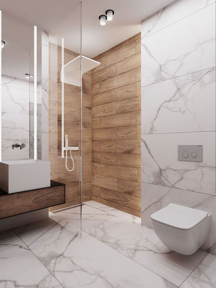 Idee per bagno piccolo effetto marmo n.02