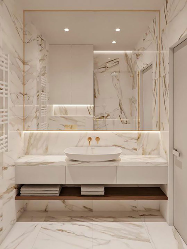 Idee per bagno piccolo effetto marmo n.03