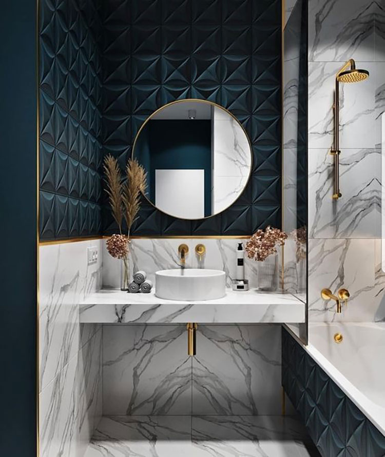 Idee per bagno piccolo effetto marmo n.05