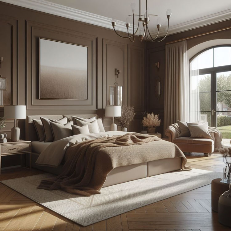 Idee per una camera da letto marrone e beige n.2