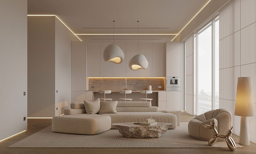 Progetto illuminazione controsoffitto soggiorno n.03