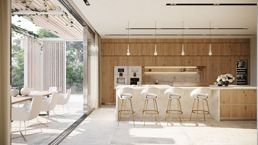 Idee per illuminare il controsoffitto in cucina n.03