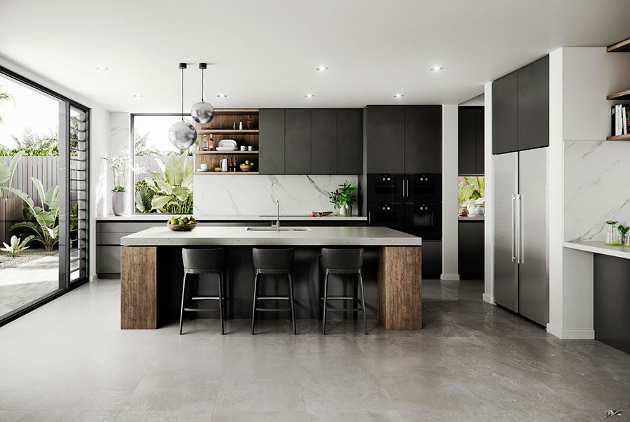 Idee per illuminare il controsoffitto in cucina n.05