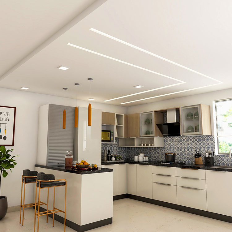 Idee per illuminare il controsoffitto in cucina n.06